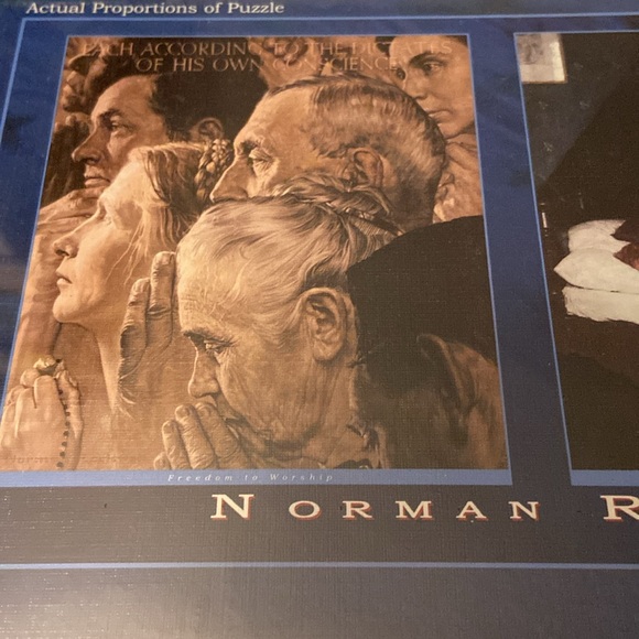 Buffalo Games New 750 Piece Panoramic Puzzle Norman Rockwell The Four Freedoms - Picture 3 of 7